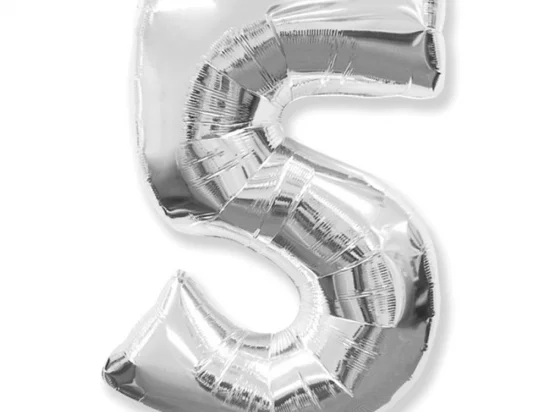 Фольгована цифра 5 срібло