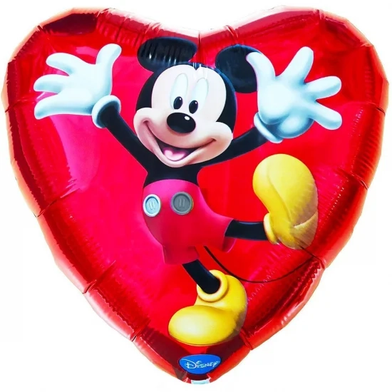 Фольгована кулька Міккі Маус у червоному серці