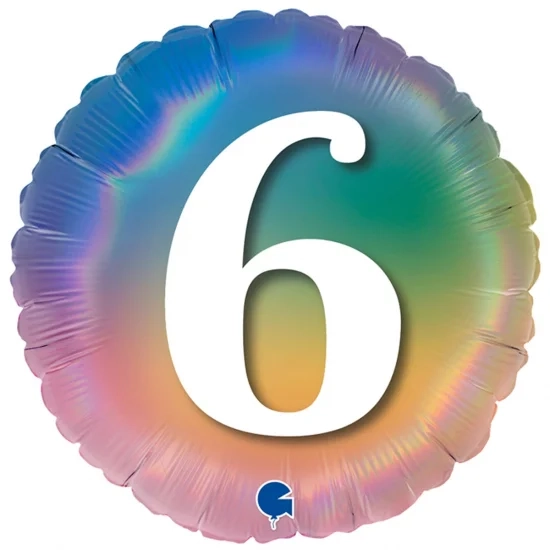 Фольгована кулька Омбре райдуга цифра 6