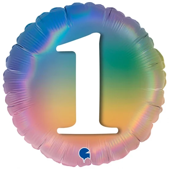 Фольгована кулька Омбре райдуга цифра 1