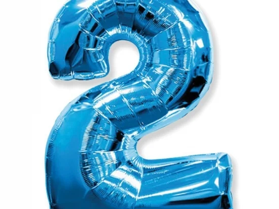 Фольгована цифра 2 синя