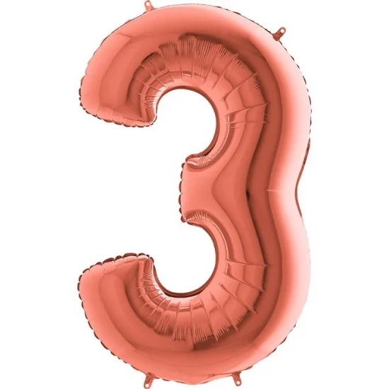 Фольгована цифра 3 рожеве золото