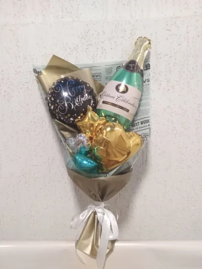 Букет Happy birthday шампанське золото