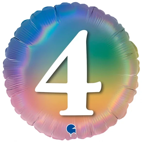 Фольгована кулька Омбре райдуга цифра 4