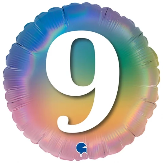 Фольгована кулька Омбре райдуга цифра 9