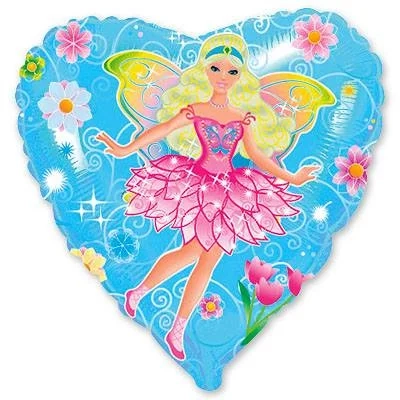 Фольгована кулька Фея на блакитному серці