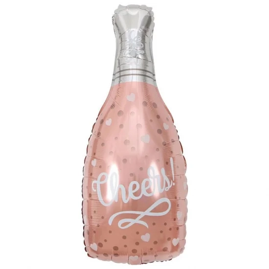 Фольгована фігура Пляшка шампанского рожеве золото