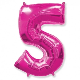 Фольгована цифра 5 фуксія