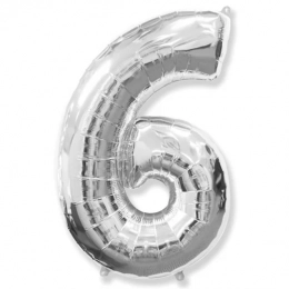 Фольгована цифра 6 срібло