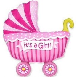 Фольгована фігура Коляска рожева