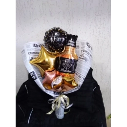 Букет Happy birthday виски золото