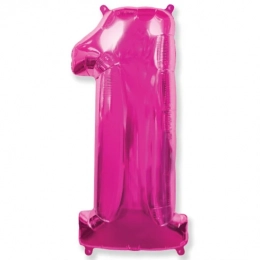 Фольгована цифра 1 фуксія