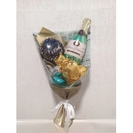 Букет Happy birthday шампанське золото