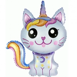 Фольгована фігура Котик-єдиноріг блакитна