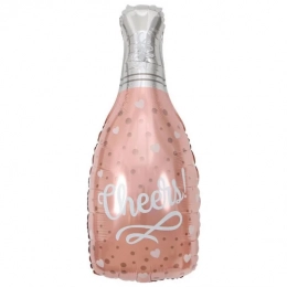 Фольгована фігура Пляшка шампанского рожеве золото